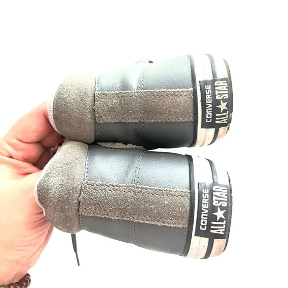 Converse Grey Leather Junior HIghtops sz 6