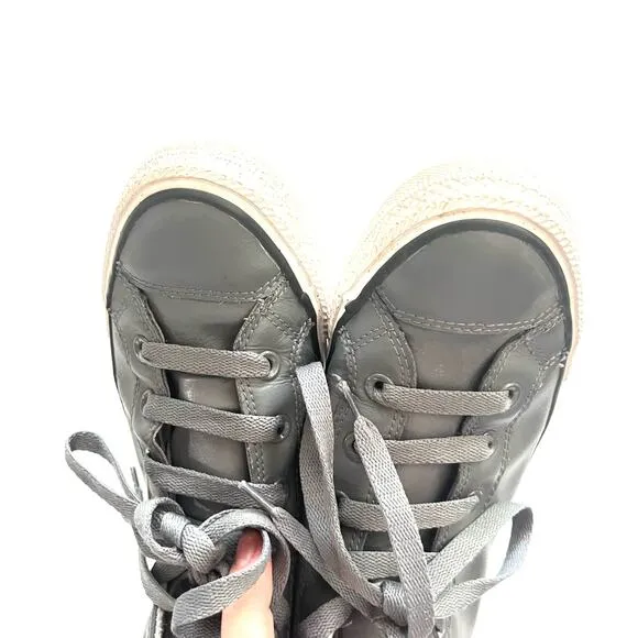 Converse Grey Leather Junior HIghtops sz 6