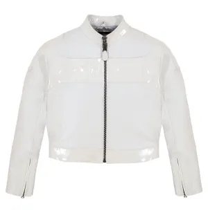 CROPPED PATENT LEATHER MOTO JACKET