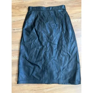 Dana Brooke 100% Cow Nappa Leather Size 8 Knee Length High Waist Skirt