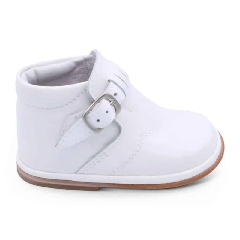 'Dexter' Boys White Patent Buckle Boots