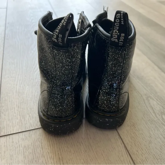 Doc Martens 1460 Girls Lace-Up Ankle Boot Black Glitter Combat Boots