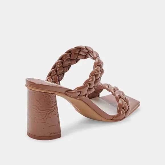 Dolce Vita Women's Paily Braided Heeled Sandal in Taupe Patent Stella Size US 7