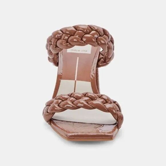Dolce Vita Women's Paily Braided Heeled Sandal in Taupe Patent Stella Size US 7