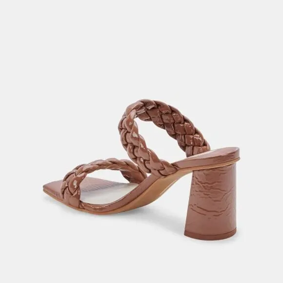 Dolce Vita Women's Paily Braided Heeled Sandal in Taupe Patent Stella Size US 7