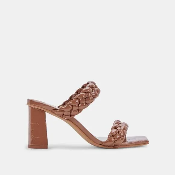 Dolce Vita Women's Paily Braided Heeled Sandal in Taupe Patent Stella Size US 7