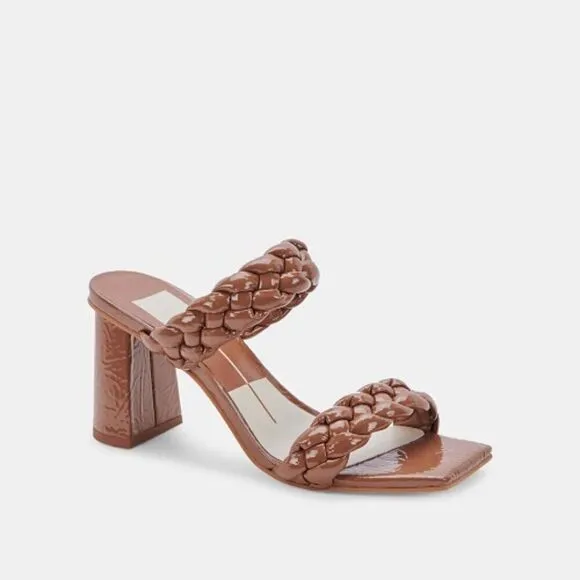 Dolce Vita Women's Paily Braided Heeled Sandal in Taupe Patent Stella Size US 7