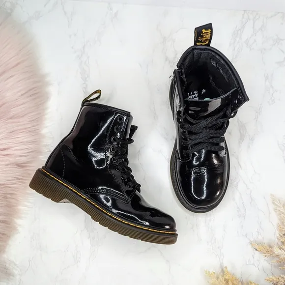Dr. Martens 1460 8-Eye Kids Black Patent Leather Boot Sz 13
