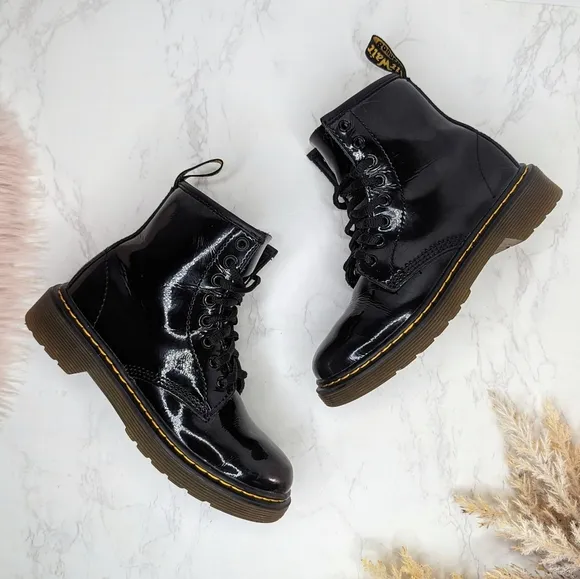 Dr. Martens 1460 8-Eye Kids Black Patent Leather Boot Sz 13