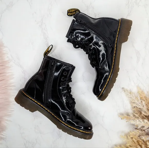 Dr. Martens 1460 8-Eye Kids Black Patent Leather Boot Sz 13