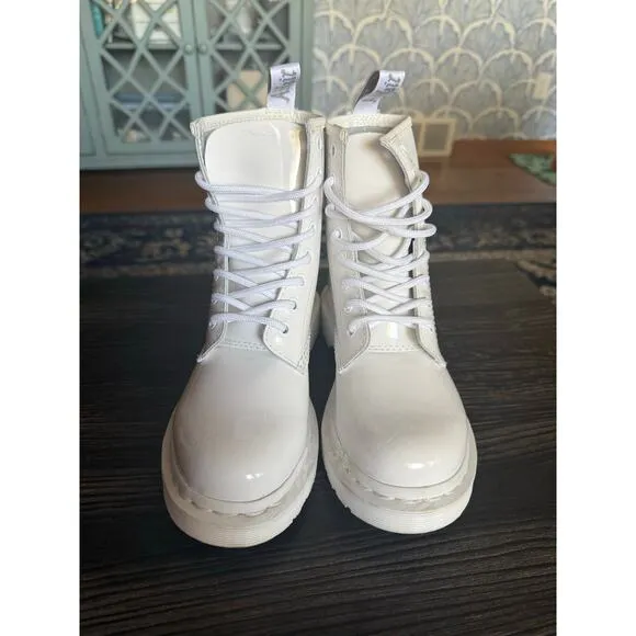 Dr. Martens White Patent Leather 8 Eye AirWair w/ Bouncing Soles Sz. 5