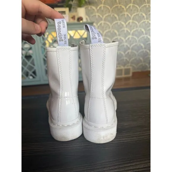 Dr. Martens White Patent Leather 8 Eye AirWair w/ Bouncing Soles Sz. 5