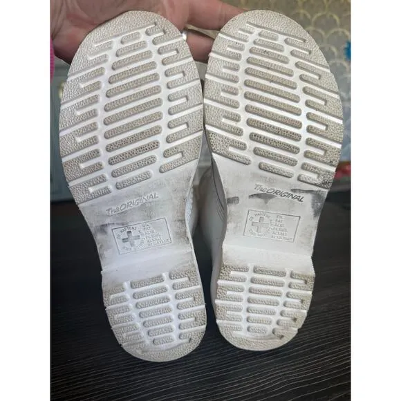 Dr. Martens White Patent Leather 8 Eye AirWair w/ Bouncing Soles Sz. 5
