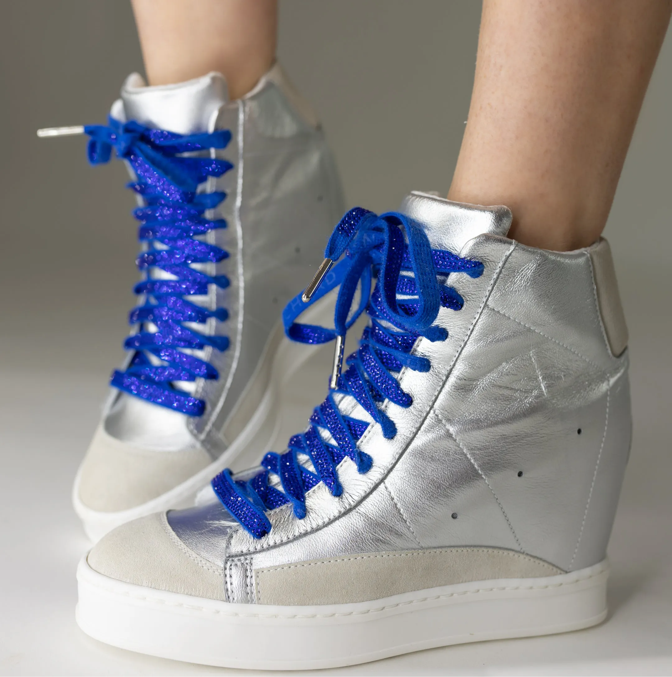 Fearless Silver With Blue Flash Laces Wedge Sneaker