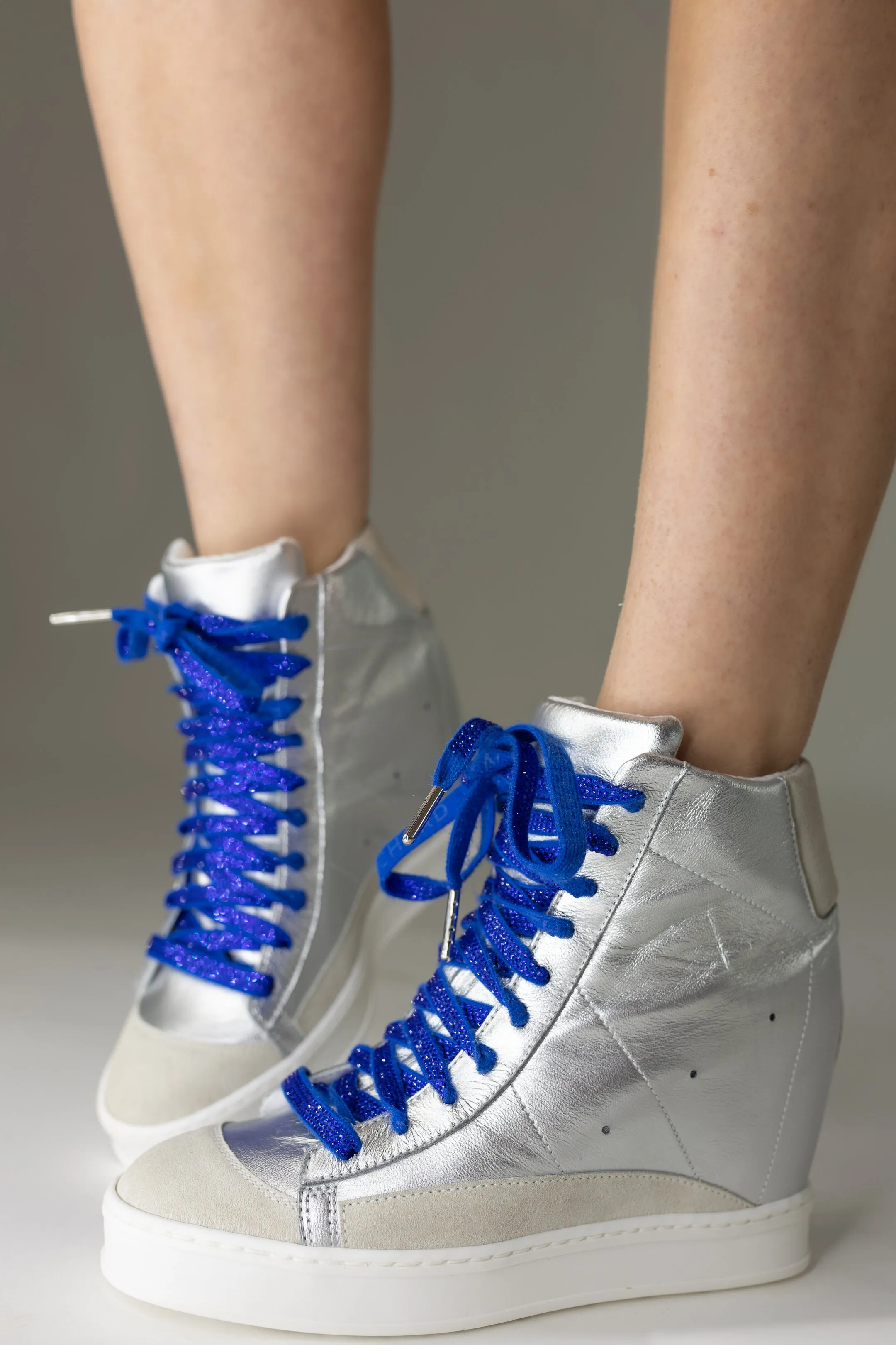 Fearless Silver With Blue Flash Laces Wedge Sneaker