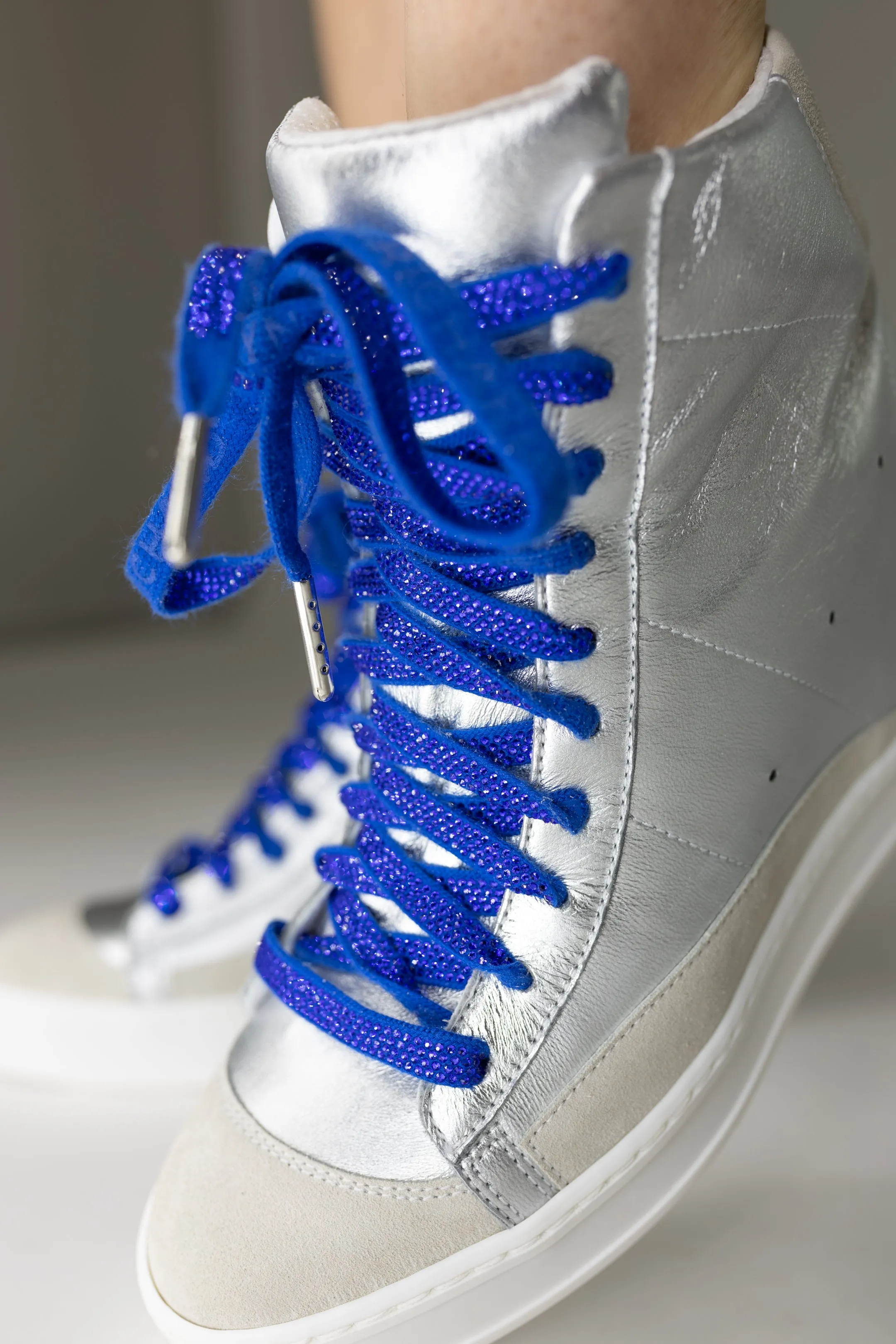 Fearless Silver With Blue Flash Laces Wedge Sneaker