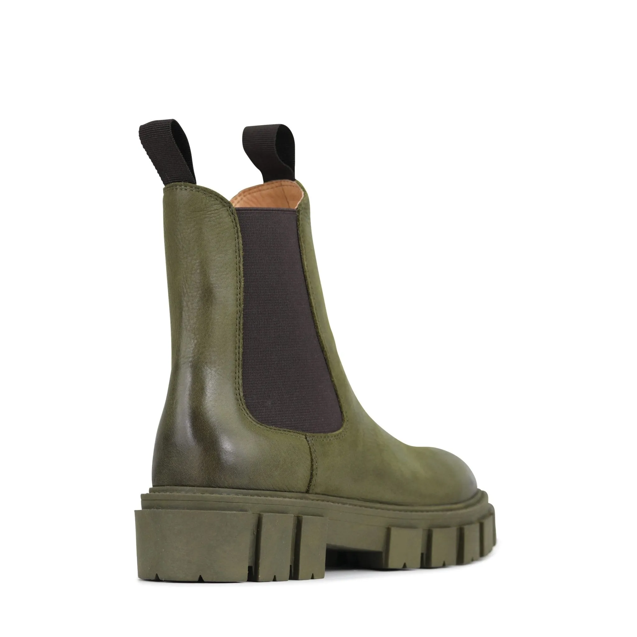 FEMME LEATHER CHUNKY CHELSEA ANKLE BOOTS