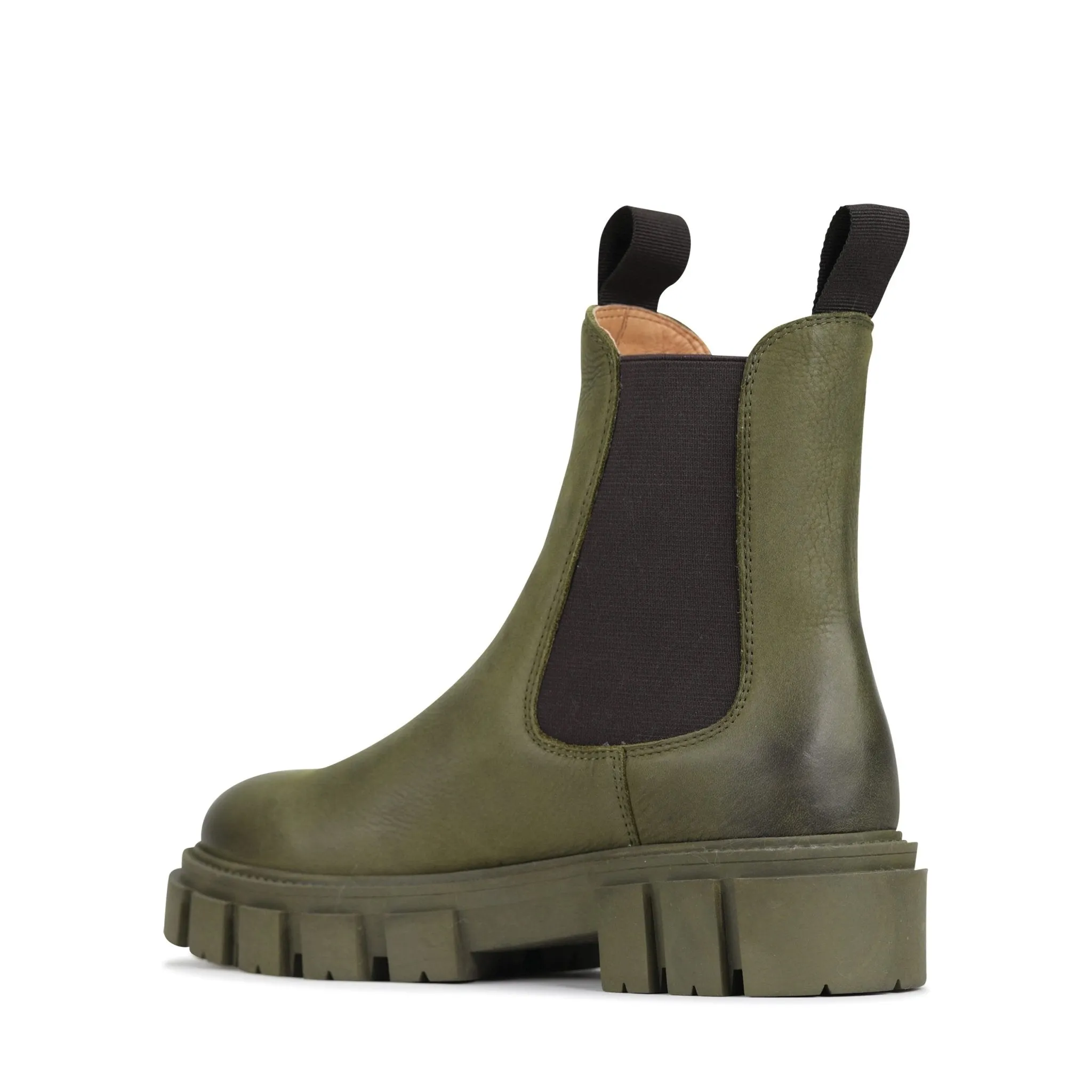FEMME LEATHER CHUNKY CHELSEA ANKLE BOOTS