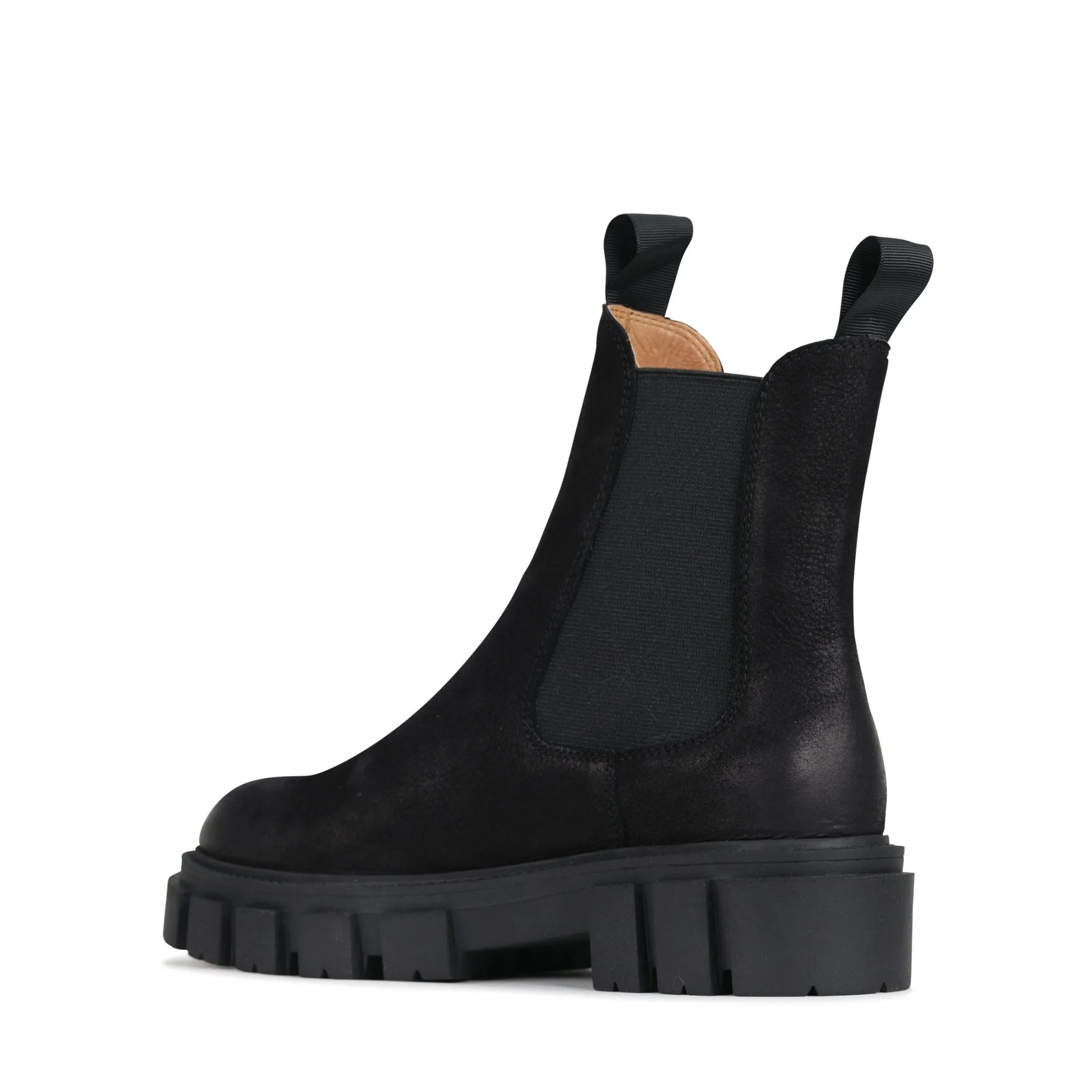 FEMME LEATHER CHUNKY CHELSEA ANKLE BOOTS