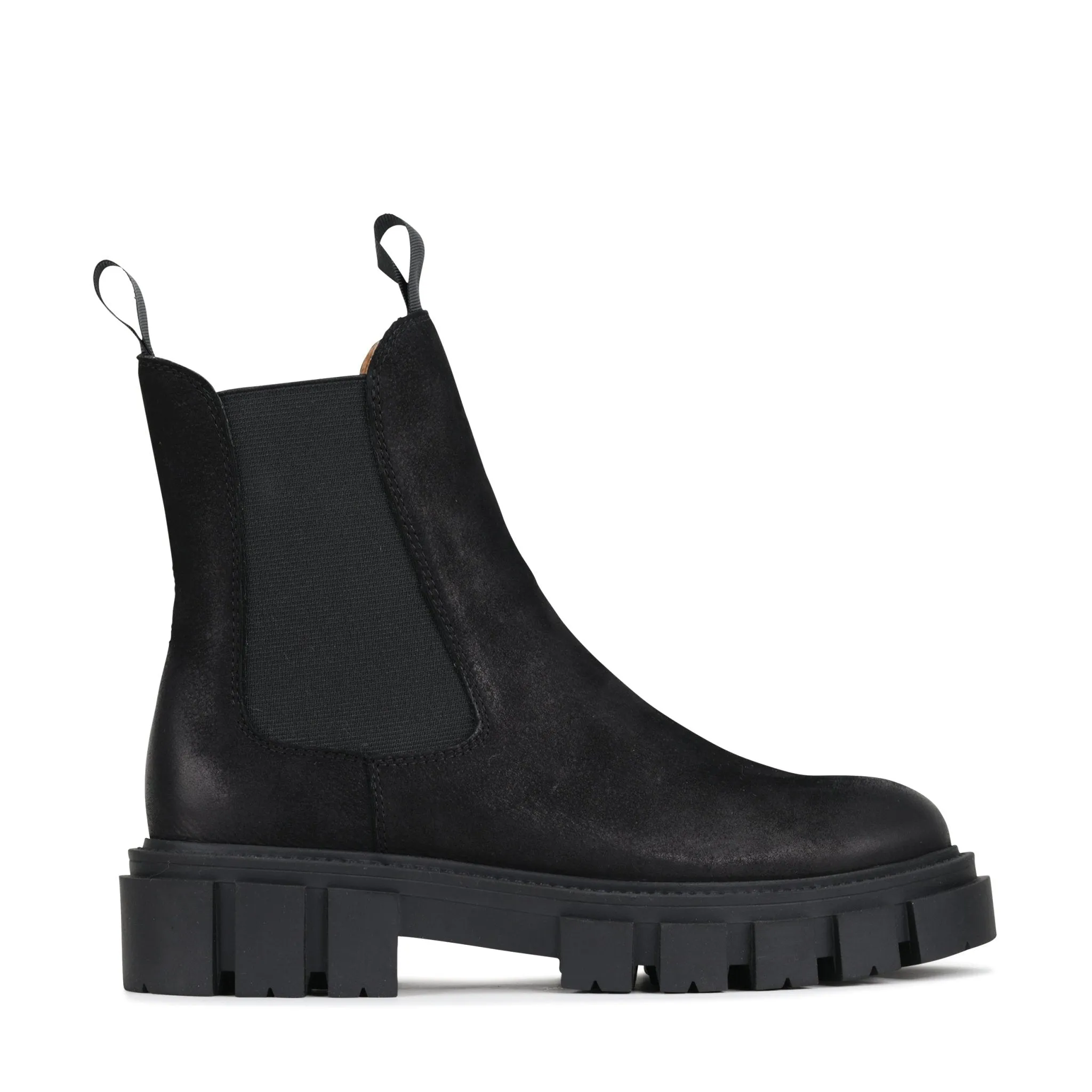 FEMME LEATHER CHUNKY CHELSEA ANKLE BOOTS