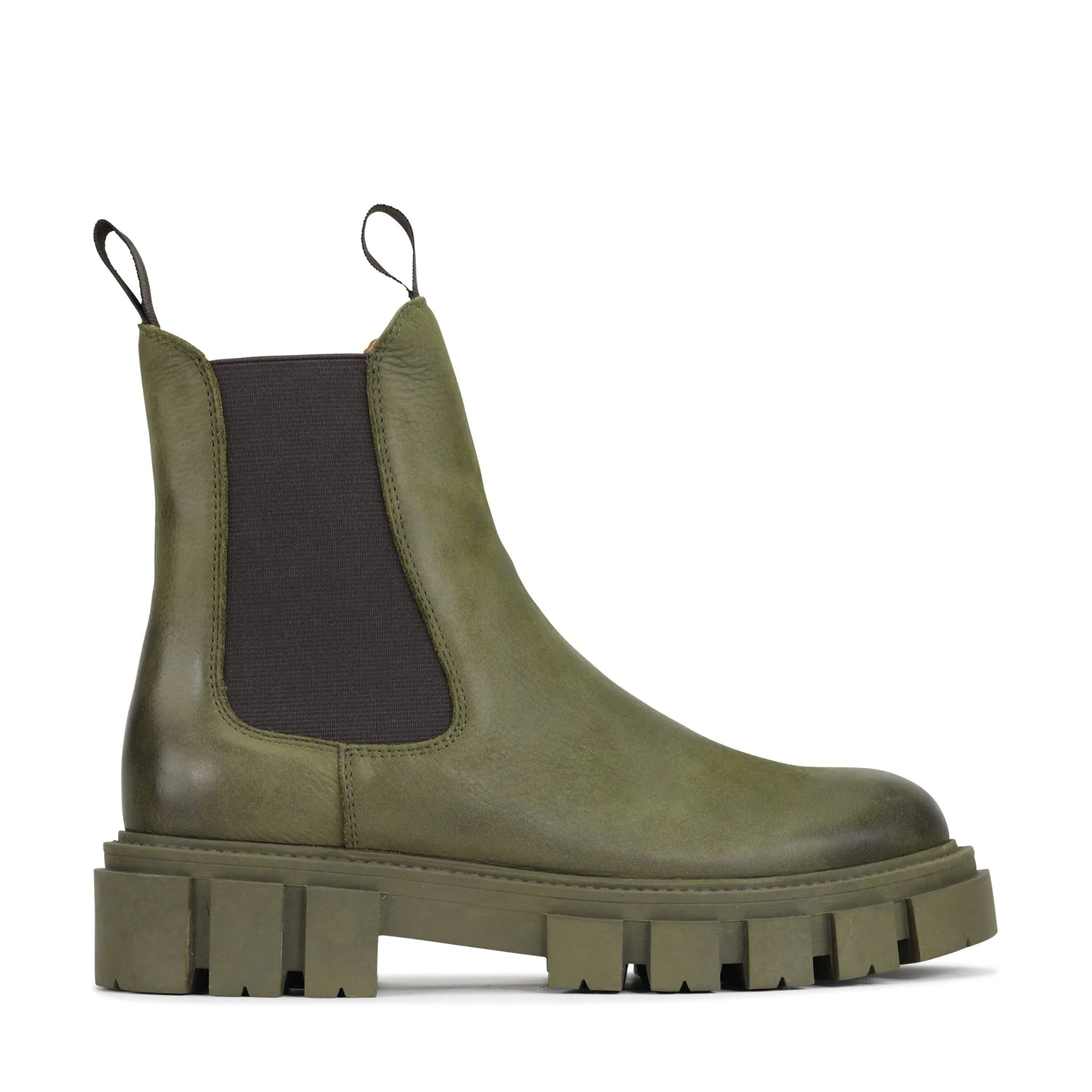 FEMME LEATHER CHUNKY CHELSEA ANKLE BOOTS