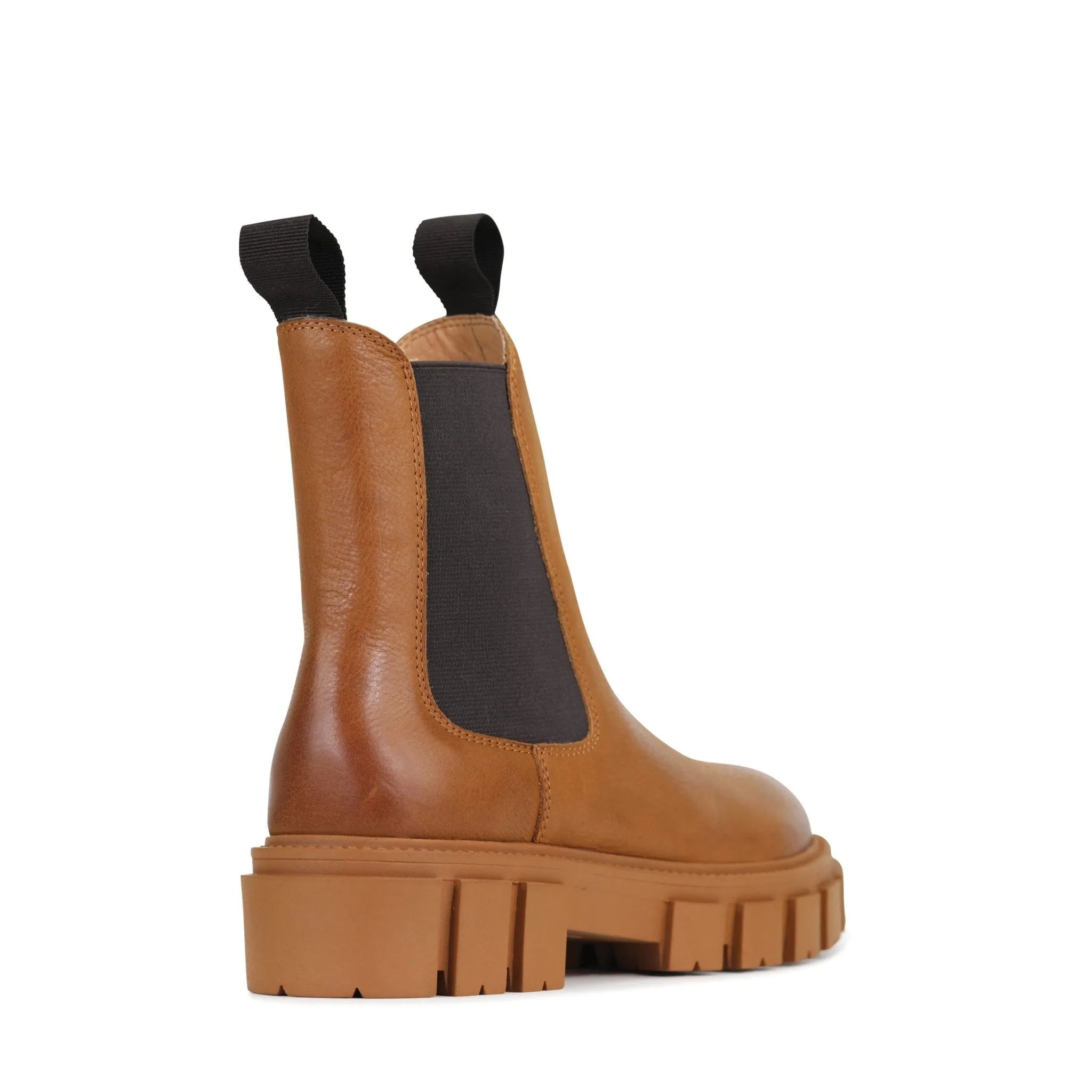 FEMME LEATHER CHUNKY CHELSEA ANKLE BOOTS