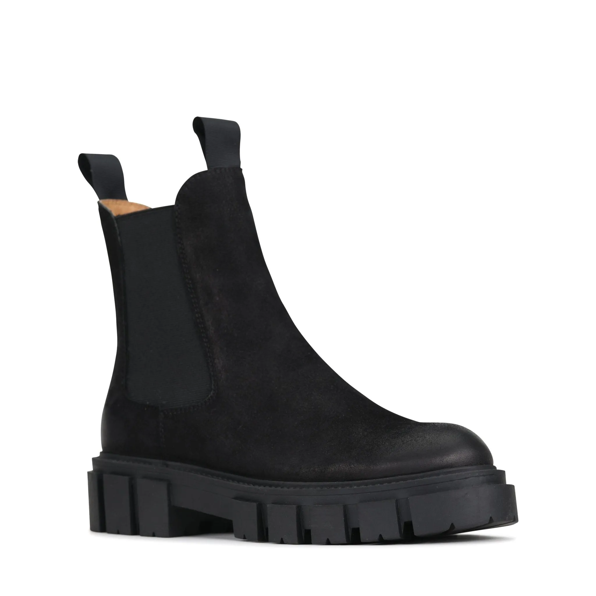FEMME LEATHER CHUNKY CHELSEA ANKLE BOOTS