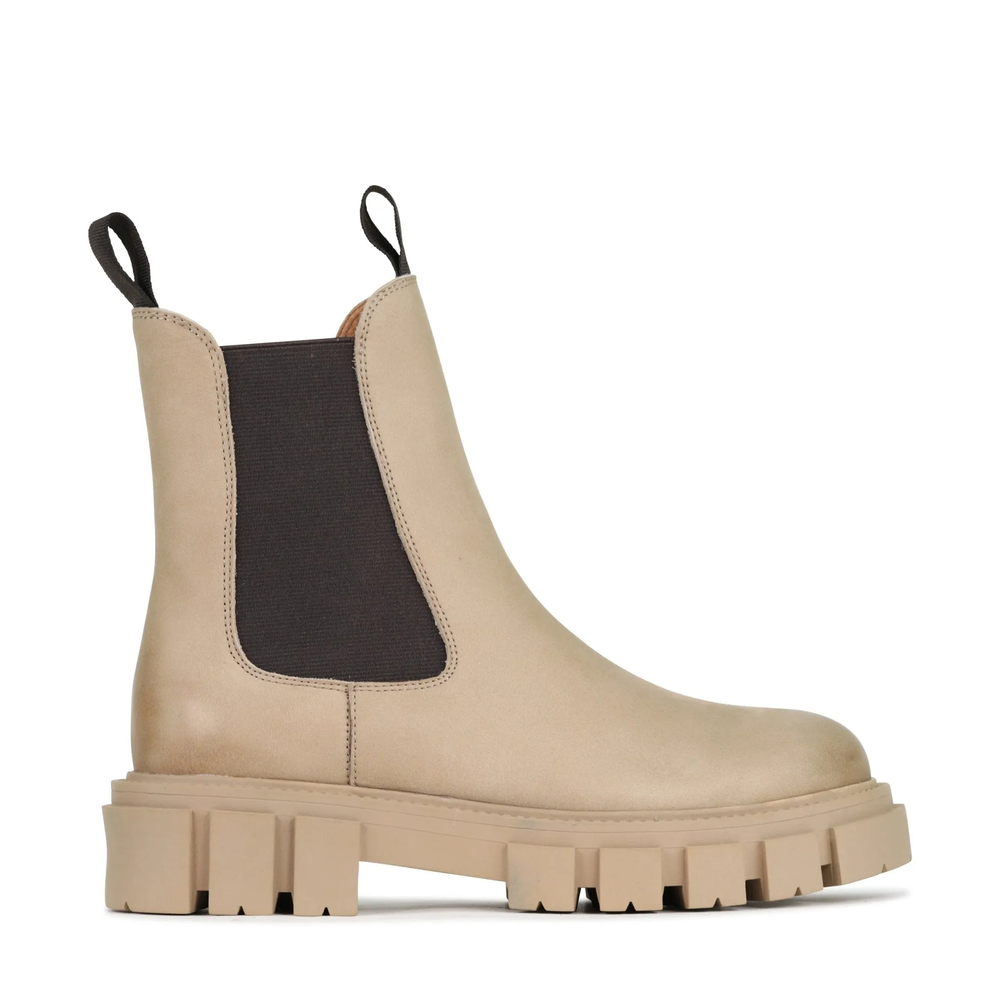 FEMME LEATHER CHUNKY CHELSEA ANKLE BOOTS