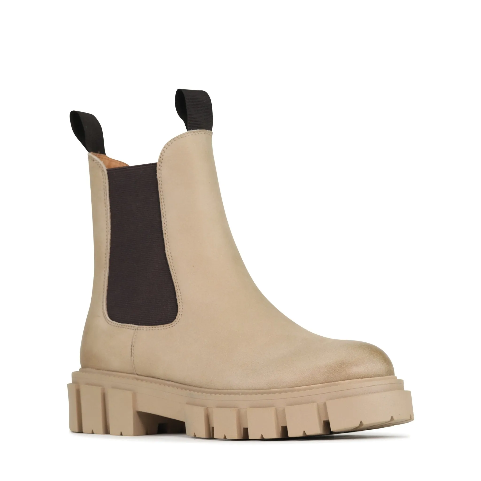 FEMME LEATHER CHUNKY CHELSEA ANKLE BOOTS