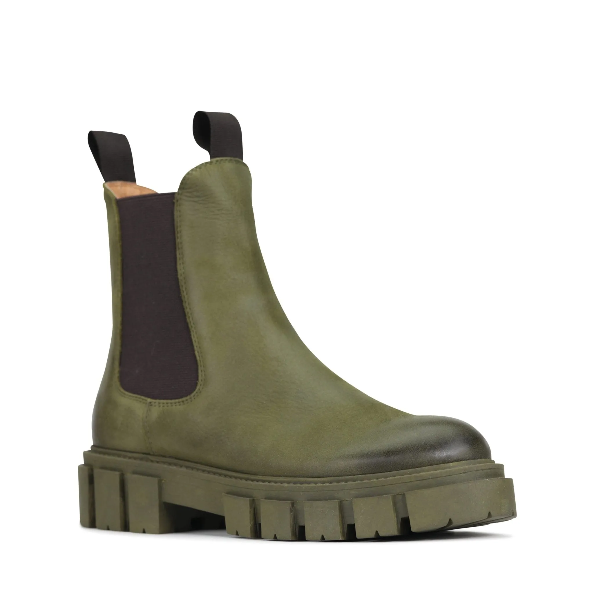 FEMME LEATHER CHUNKY CHELSEA ANKLE BOOTS