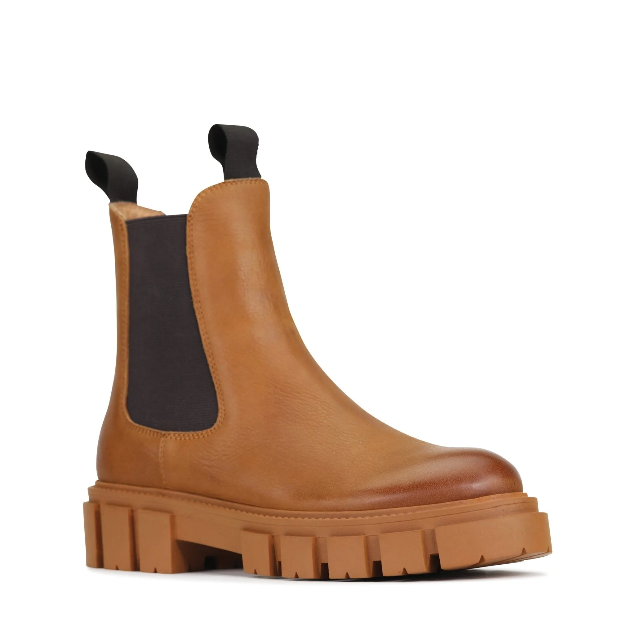 FEMME LEATHER CHUNKY CHELSEA ANKLE BOOTS