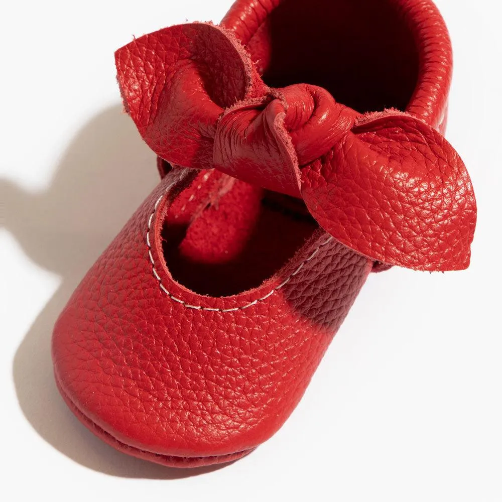 Fire Engine Knotted Bow Baby Shoe