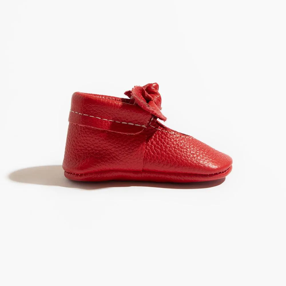 Fire Engine Knotted Bow Baby Shoe