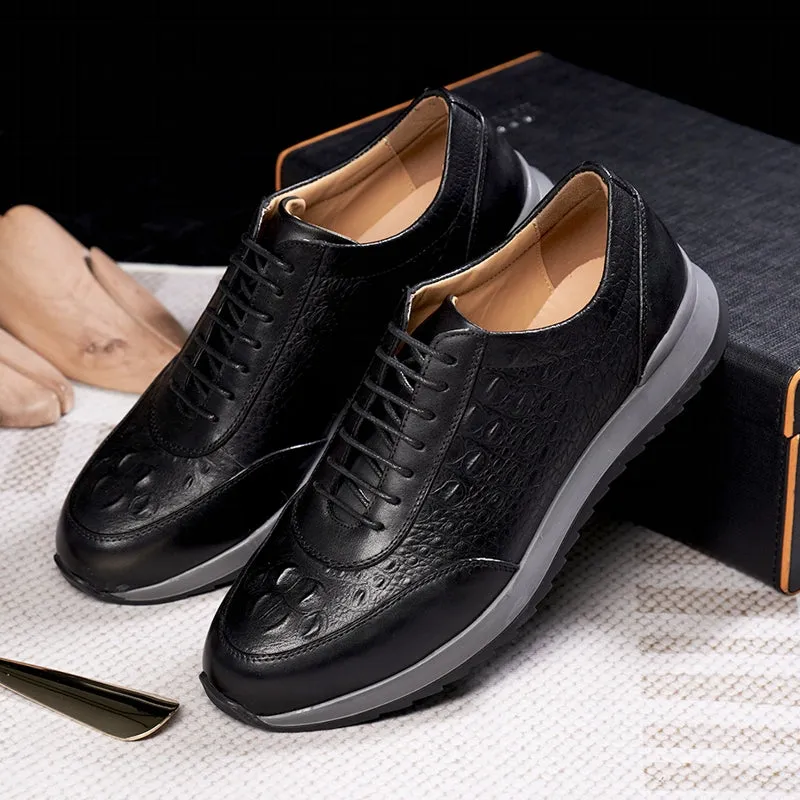 Genuine Cow Leather Mens Casual Sneaker