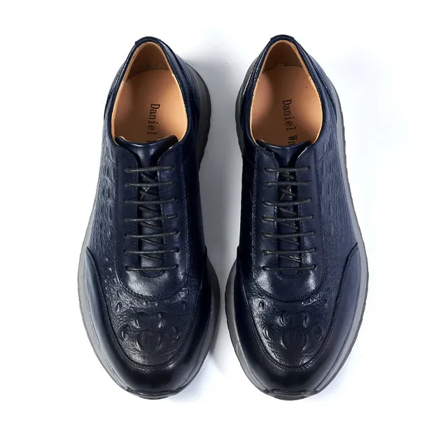 Genuine Cow Leather Mens Casual Sneaker