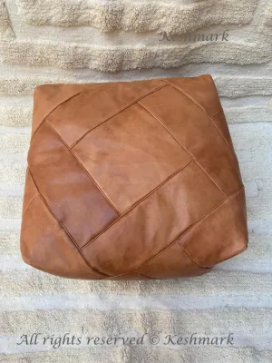 Genuine Leather pouf, Square Ottoman pouf, Large Ottoman Pouf, Square Footstool, Ottoman Coffee Table, Moroccan Leather Pouf