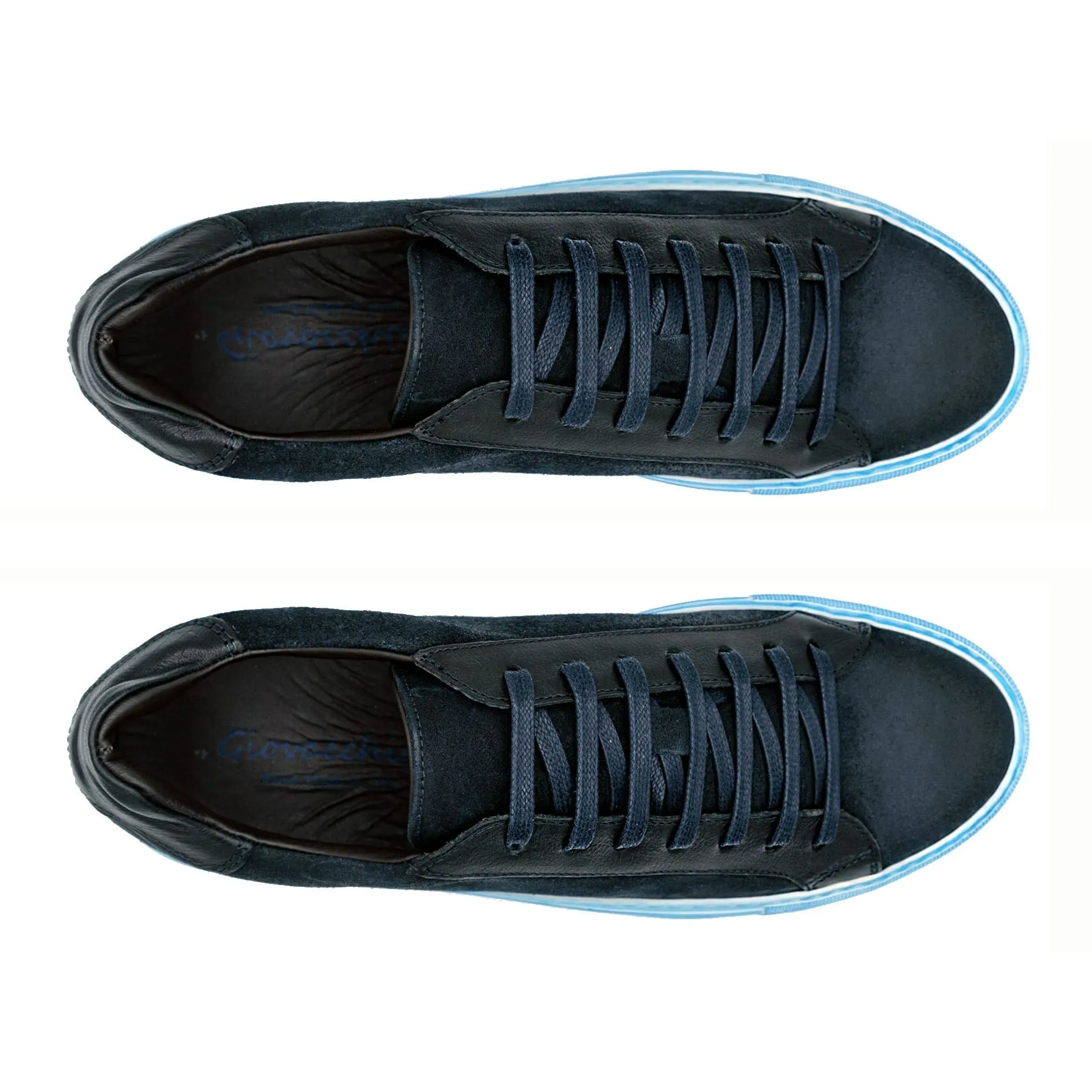 Giovacchini Rino in Antique Blue Waxed Suede Sneakers