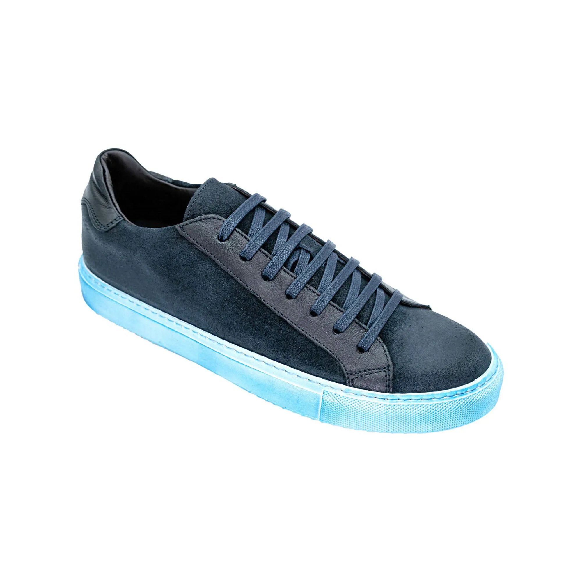 Giovacchini Rino in Antique Blue Waxed Suede Sneakers