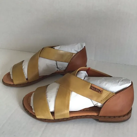 Girl’s Leather Cross-strap Sandal Size 35 Pikolinos Algar Wox-0552C1 Citron
