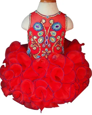 Glitz Beaded Bodice Little Girl/Toddler/Baby Red Pageant Dress