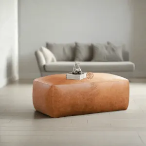 Handmade Rectangular Leather Pouf