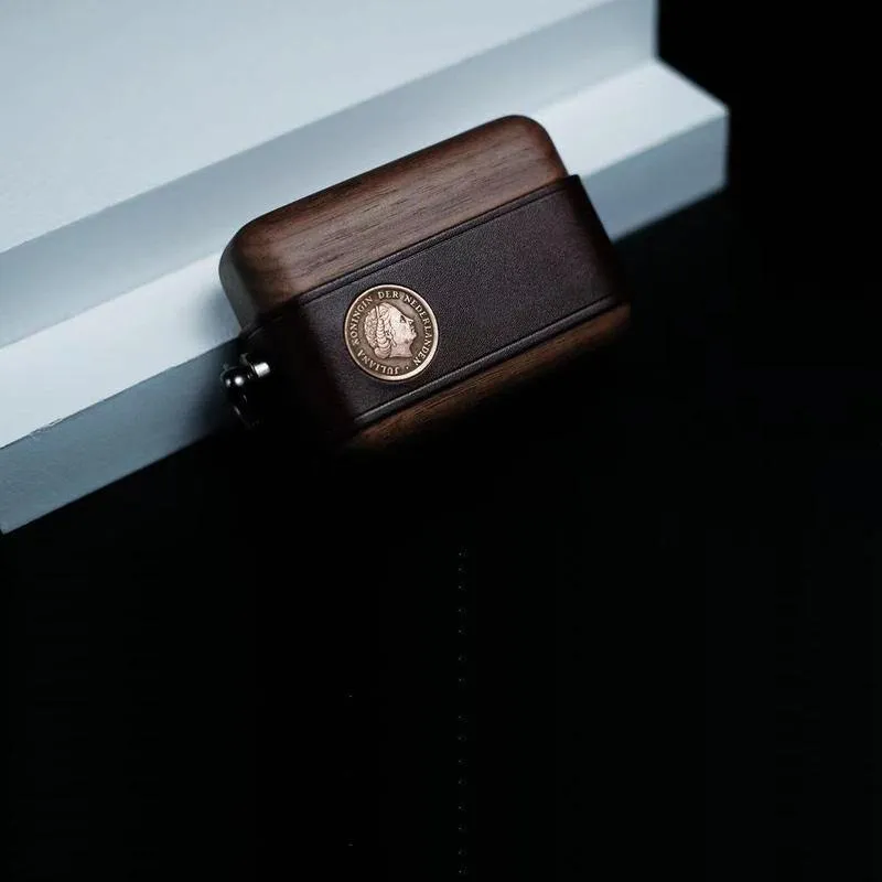Handmade Red Leather Wood AirPods Pro Case Custom Leather AirPods Pro Case Airpod Case Cover