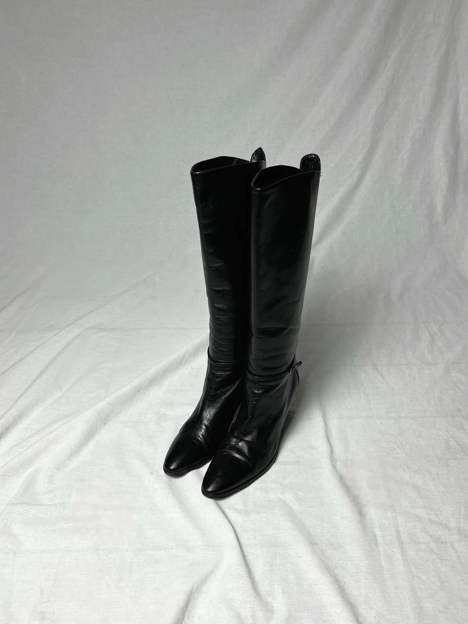 HELMUT LANG KNEE HIGH BUCKLE STRAP BOOTS