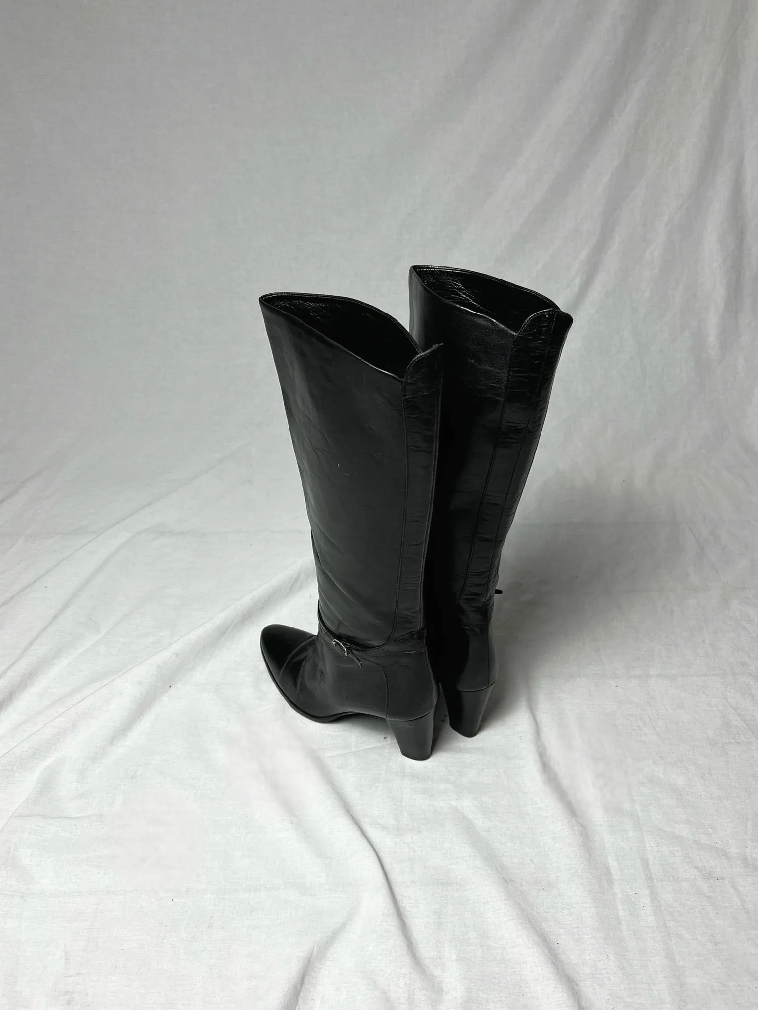 HELMUT LANG KNEE HIGH BUCKLE STRAP BOOTS