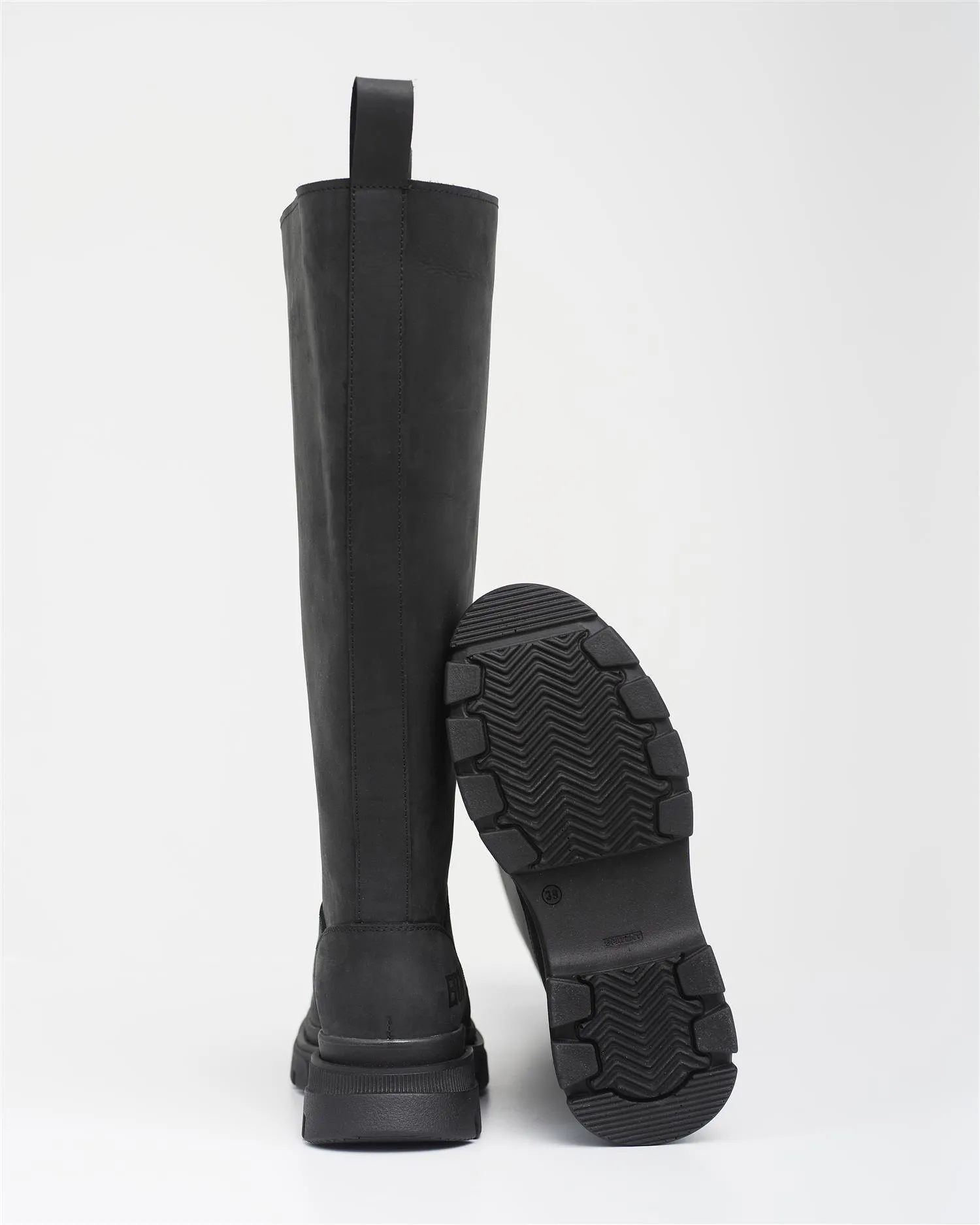 High Leather Boots New Black