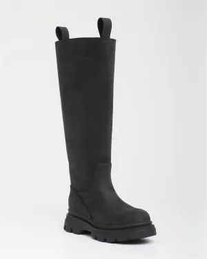 High Leather Boots New Black
