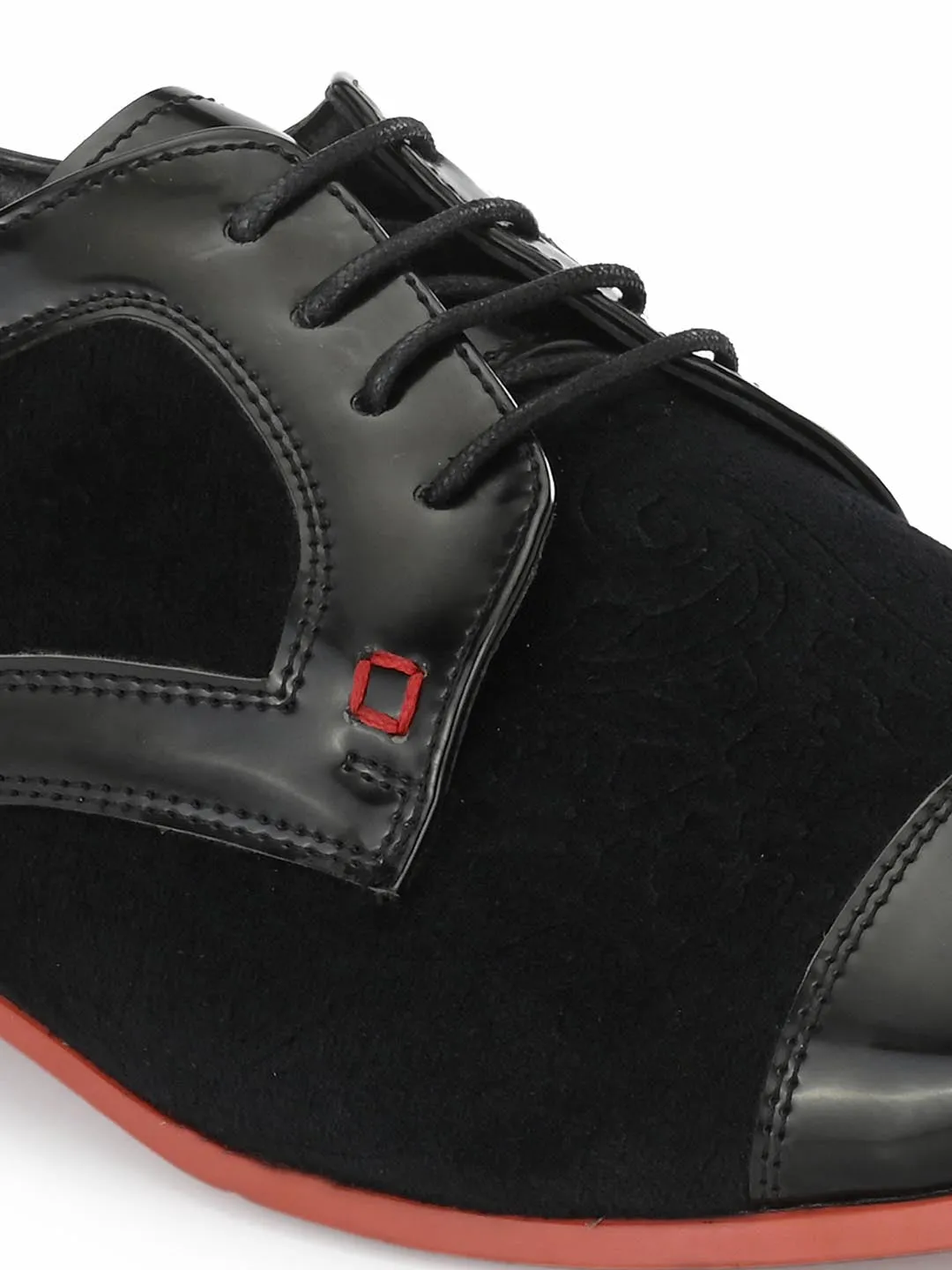 Hitz Men's Black Leather Lace-up Party Wear Shoes