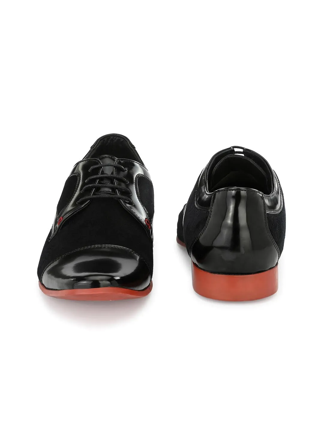 Hitz Men's Black Leather Lace-up Party Wear Shoes