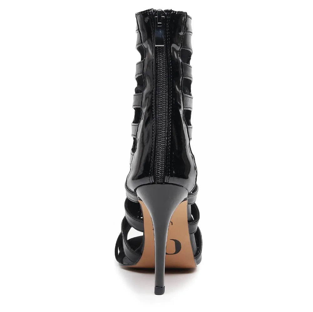 Hunter - Black Vegan Leather and Patent - Suede Sole - Dance Floor Only