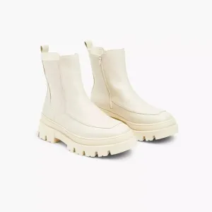 Lane Bryant Woman’s Dream Cloud Faux-Leather Super Lug Bootie Cream Size 7W